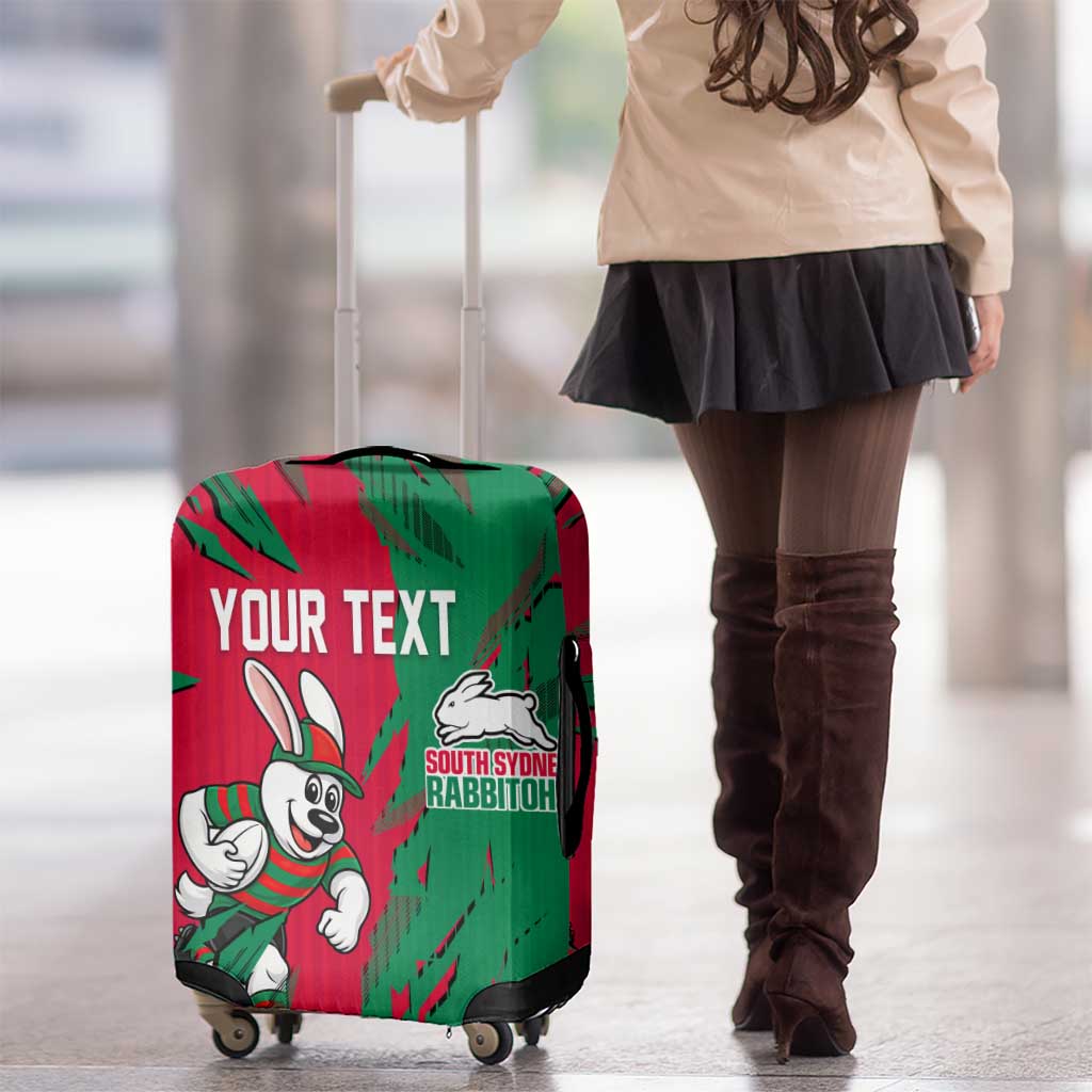 Personalized South Sydney Rabbitohs Luggage Cover Dynamic Lightning Mascot Rugby Australia