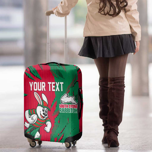 Personalized South Sydney Rabbitohs Luggage Cover Dynamic Lightning Mascot Rugby Australia