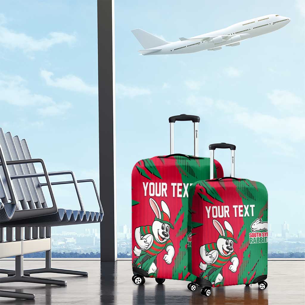 Personalized South Sydney Rabbitohs Luggage Cover Dynamic Lightning Mascot Rugby Australia