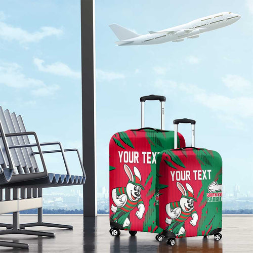 Personalized South Sydney Rabbitohs Luggage Cover Dynamic Lightning Mascot Rugby Australia