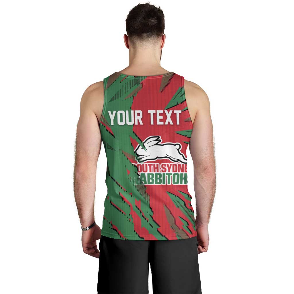 Personalized South Sydney Rabbitohs Men Tank Top Dynamic Lightning Mascot Rugby Australia