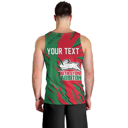 Personalized South Sydney Rabbitohs Men Tank Top Dynamic Lightning Mascot Rugby Australia