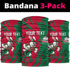 Personalized South Sydney Rabbitohs Neck Gaiter Dynamic Lightning Mascot Rugby Australia