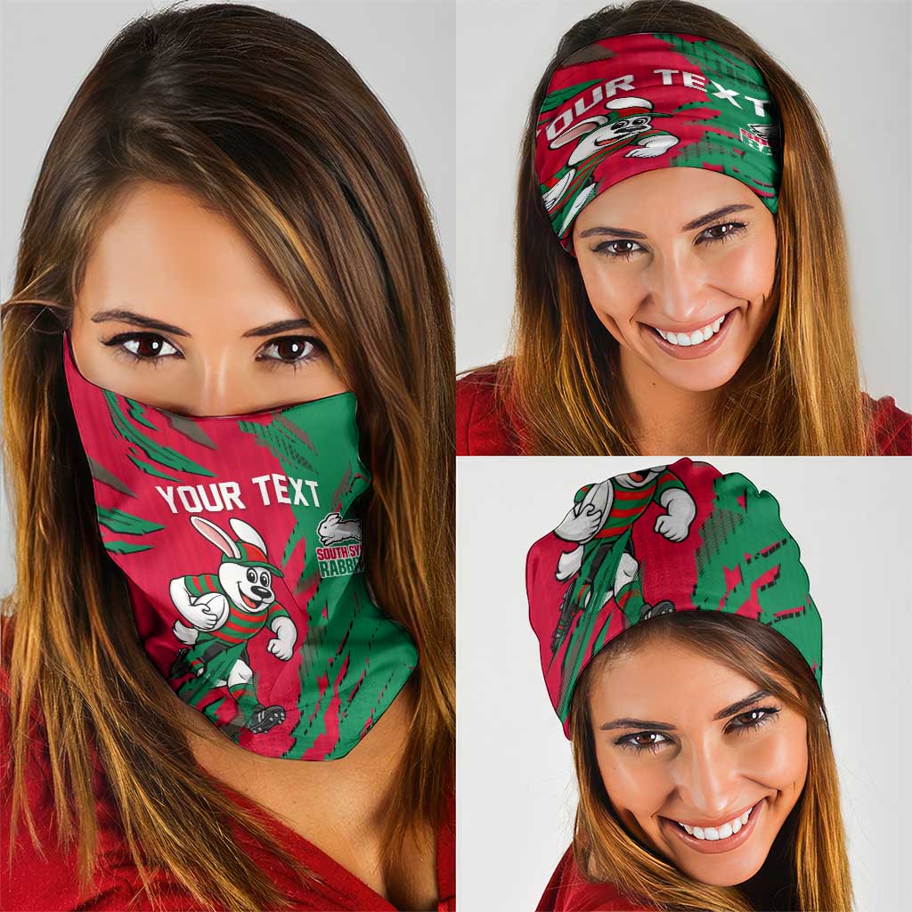 Personalized South Sydney Rabbitohs Neck Gaiter Dynamic Lightning Mascot Rugby Australia