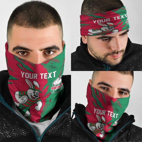 Personalized South Sydney Rabbitohs Neck Gaiter Dynamic Lightning Mascot Rugby Australia
