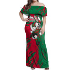 Personalized South Sydney Rabbitohs Off Shoulder Maxi Dress Dynamic Lightning Mascot Rugby Australia