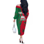 Personalized South Sydney Rabbitohs Off The Shoulder Long Sleeve Dress Dynamic Lightning Mascot Rugby Australia
