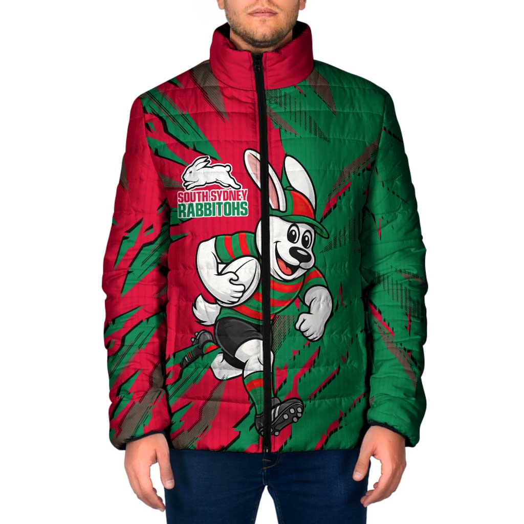 Personalized South Sydney Rabbitohs Padded Jacket Dynamic Lightning Mascot Rugby Australia