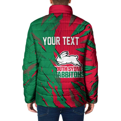 Personalized South Sydney Rabbitohs Padded Jacket Dynamic Lightning Mascot Rugby Australia
