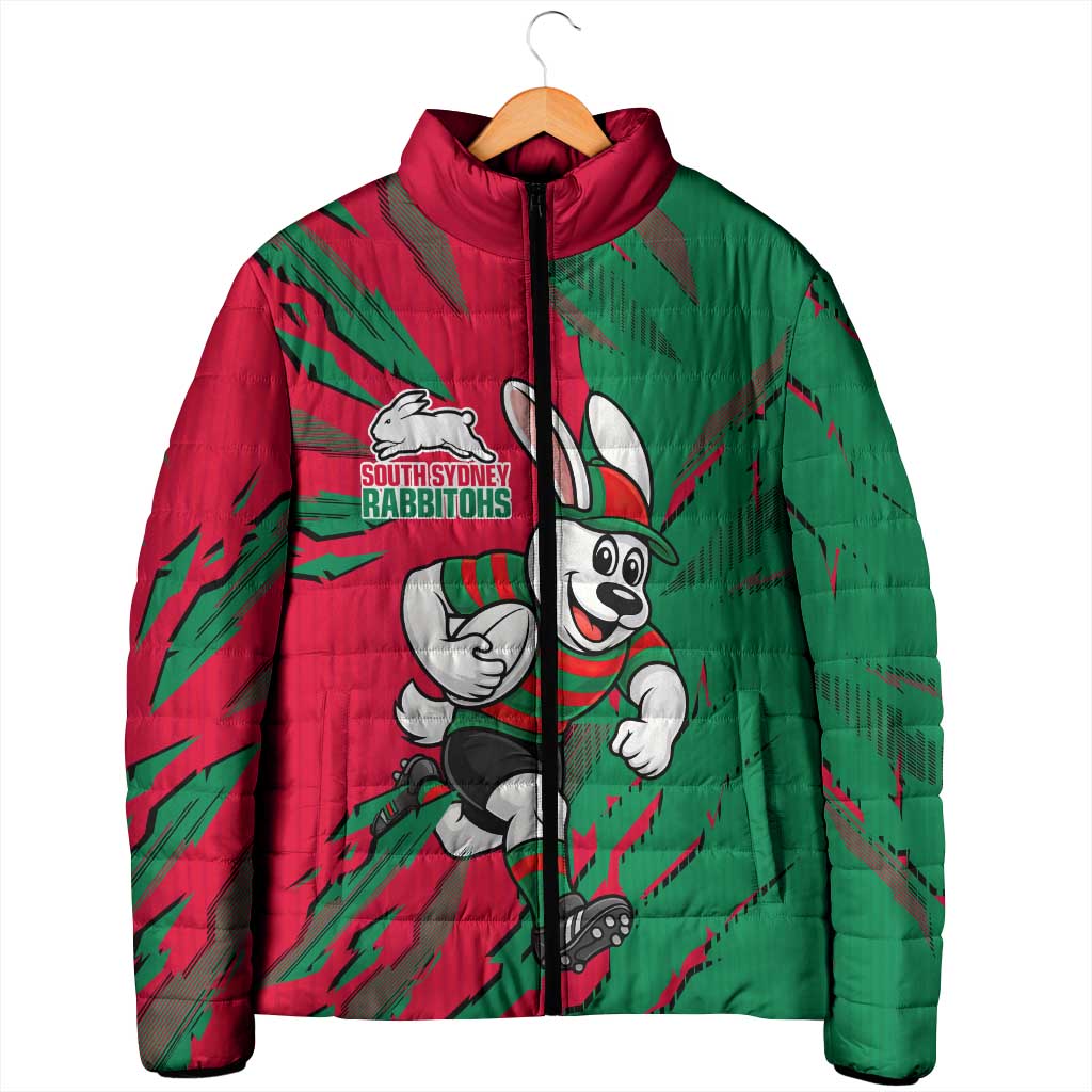 Personalized South Sydney Rabbitohs Padded Jacket Dynamic Lightning Mascot Rugby Australia