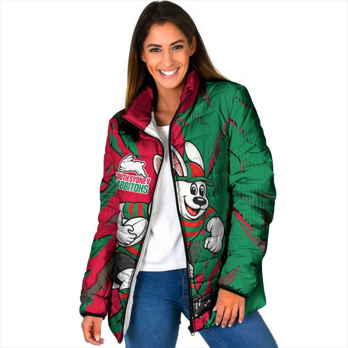 Personalized South Sydney Rabbitohs Padded Jacket Dynamic Lightning Mascot Rugby Australia