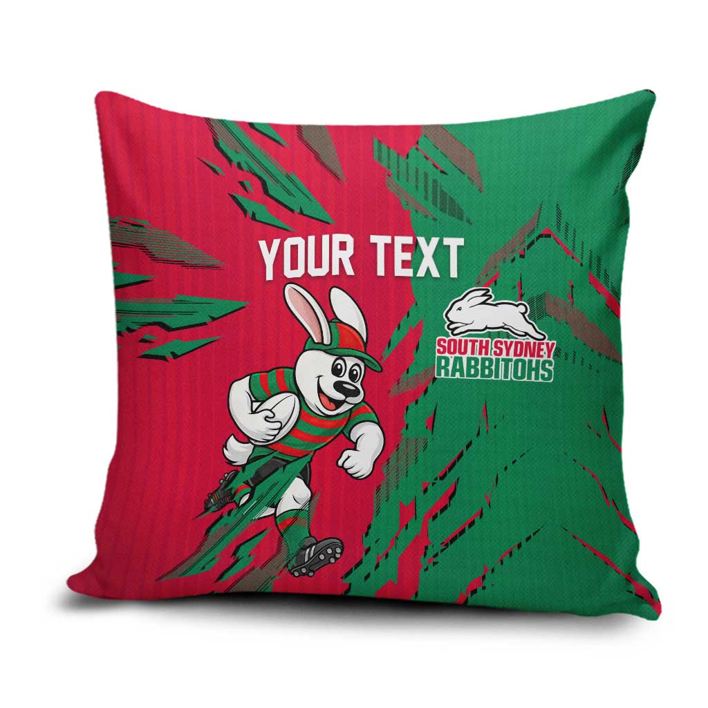 Personalized South Sydney Rabbitohs Pillow Cover Dynamic Lightning Mascot Rugby Australia
