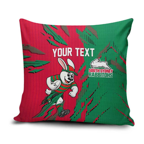 Personalized South Sydney Rabbitohs Pillow Cover Dynamic Lightning Mascot Rugby Australia