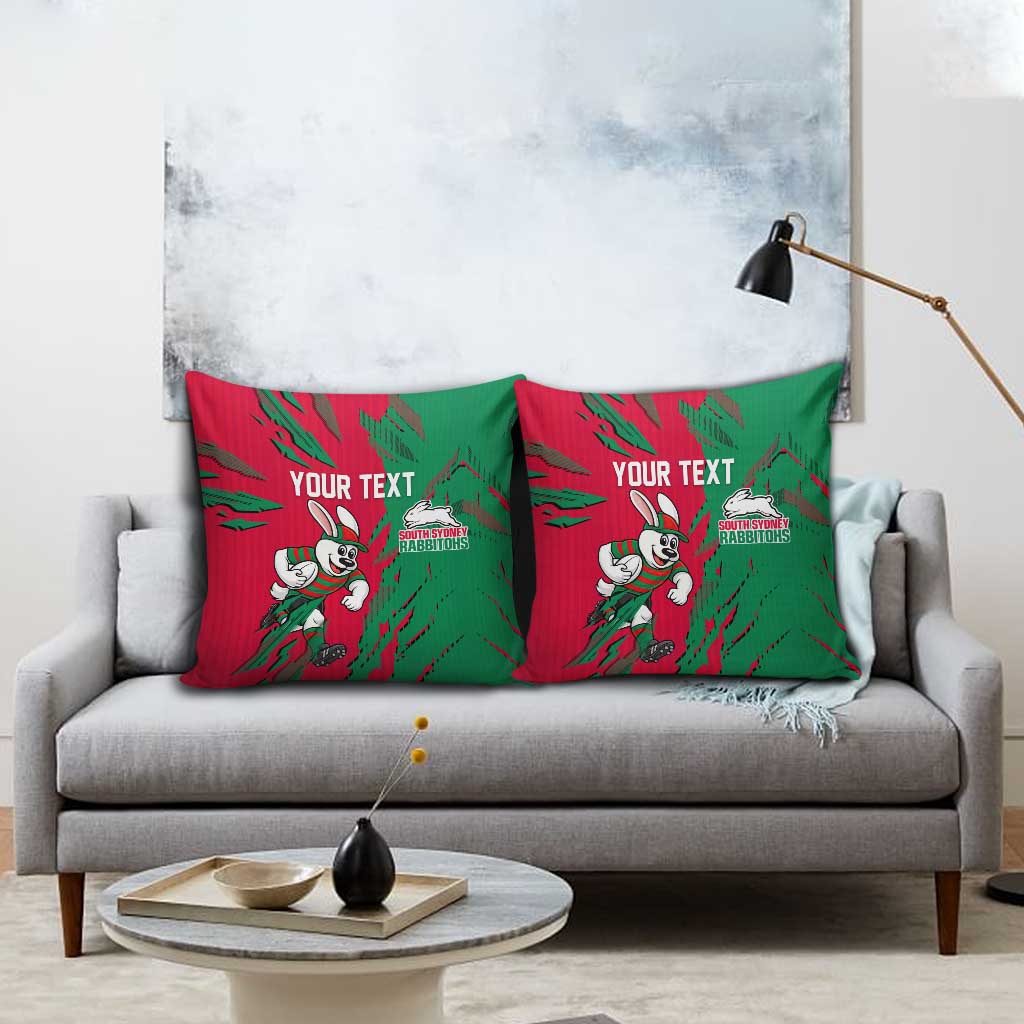 Personalized South Sydney Rabbitohs Pillow Cover Dynamic Lightning Mascot Rugby Australia
