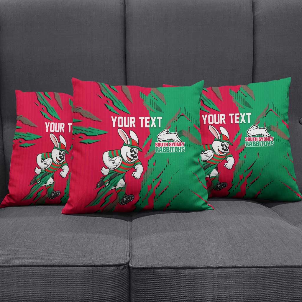 Personalized South Sydney Rabbitohs Pillow Cover Dynamic Lightning Mascot Rugby Australia