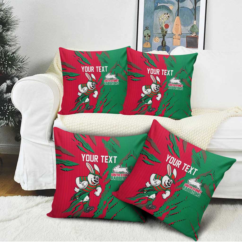 Personalized South Sydney Rabbitohs Pillow Cover Dynamic Lightning Mascot Rugby Australia