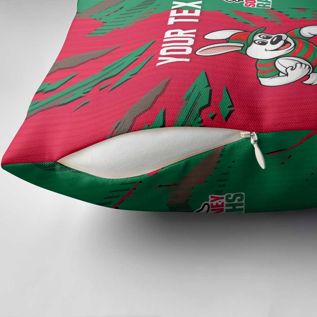 Personalized South Sydney Rabbitohs Pillow Cover Dynamic Lightning Mascot Rugby Australia