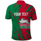Personalized South Sydney Rabbitohs Polo Shirt Dynamic Lightning Mascot Rugby Australia
