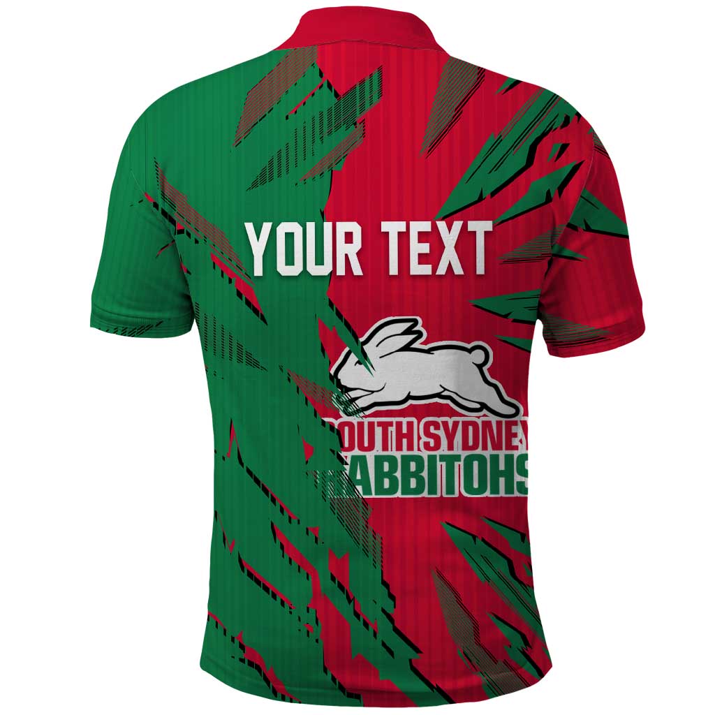 Personalized South Sydney Rabbitohs Polo Shirt Dynamic Lightning Mascot Rugby Australia
