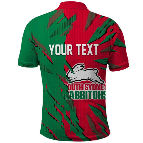 Personalized South Sydney Rabbitohs Polo Shirt Dynamic Lightning Mascot Rugby Australia