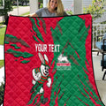 Personalized South Sydney Rabbitohs Quilt Dynamic Lightning Mascot Rugby Australia