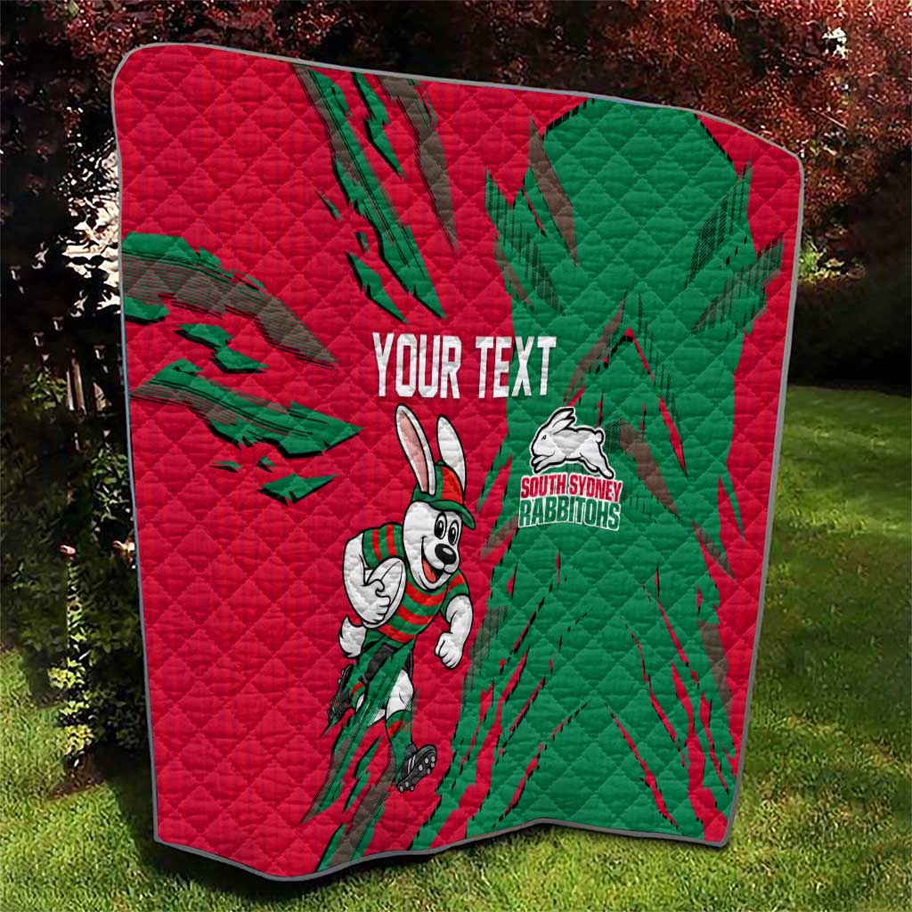 Personalized South Sydney Rabbitohs Quilt Dynamic Lightning Mascot Rugby Australia