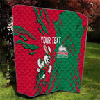 Personalized South Sydney Rabbitohs Quilt Dynamic Lightning Mascot Rugby Australia
