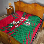 Personalized South Sydney Rabbitohs Quilt Dynamic Lightning Mascot Rugby Australia