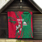 Personalized South Sydney Rabbitohs Quilt Dynamic Lightning Mascot Rugby Australia