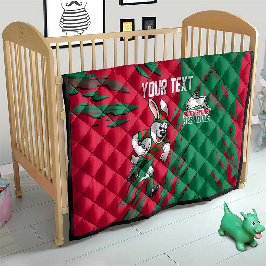 Personalized South Sydney Rabbitohs Quilt Dynamic Lightning Mascot Rugby Australia