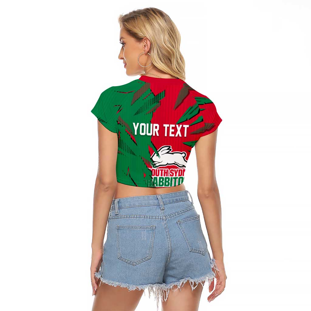 Personalized South Sydney Rabbitohs Raglan Cropped T Shirt Dynamic Lightning Mascot Rugby Australia