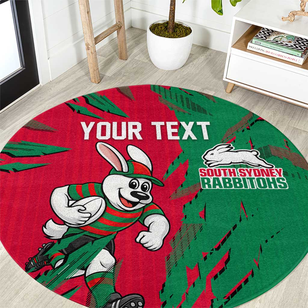 Personalized South Sydney Rabbitohs Round Carpet Dynamic Lightning Mascot Rugby Australia