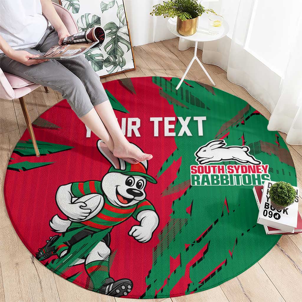 Personalized South Sydney Rabbitohs Round Carpet Dynamic Lightning Mascot Rugby Australia