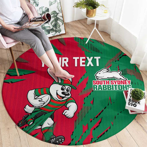 Personalized South Sydney Rabbitohs Round Carpet Dynamic Lightning Mascot Rugby Australia