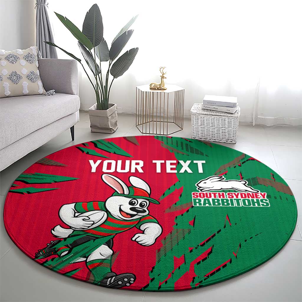 Personalized South Sydney Rabbitohs Round Carpet Dynamic Lightning Mascot Rugby Australia