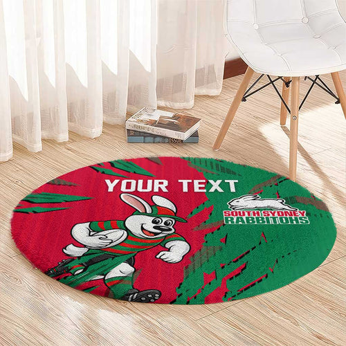 Personalized South Sydney Rabbitohs Round Carpet Dynamic Lightning Mascot Rugby Australia