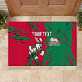 Personalized South Sydney Rabbitohs Rubber Doormat Dynamic Lightning Mascot Rugby Australia