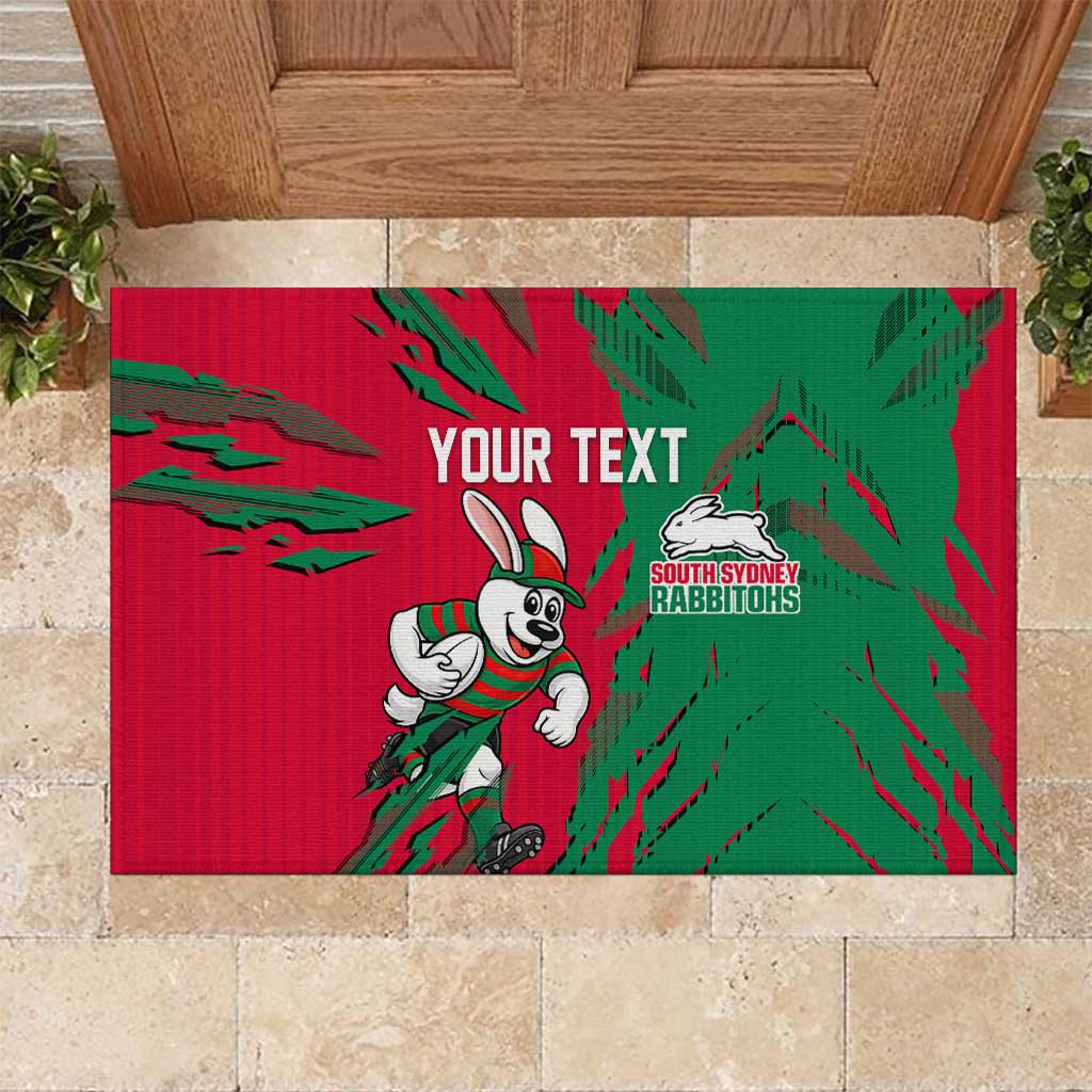 Personalized South Sydney Rabbitohs Rubber Doormat Dynamic Lightning Mascot Rugby Australia
