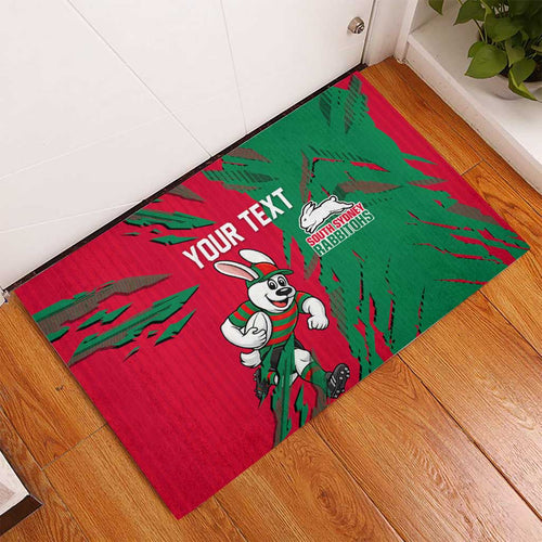 Personalized South Sydney Rabbitohs Rubber Doormat Dynamic Lightning Mascot Rugby Australia