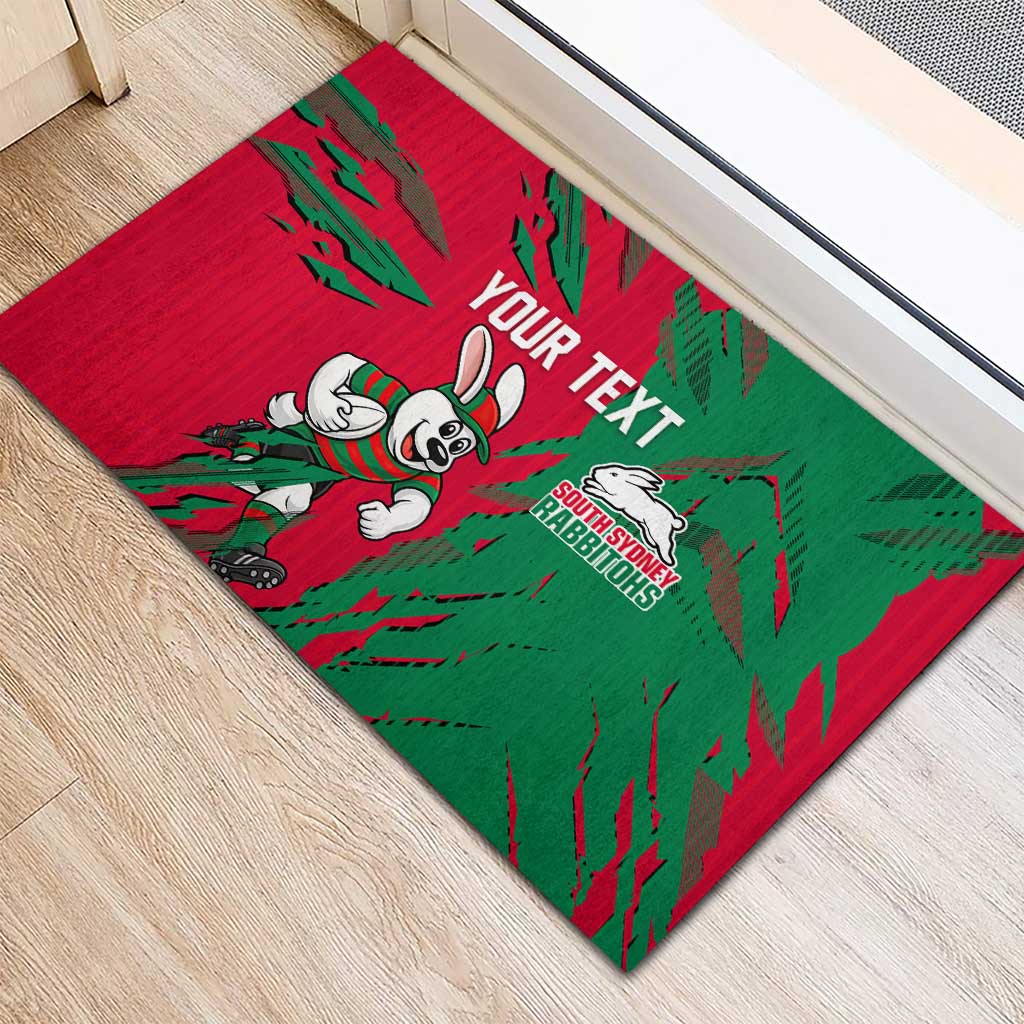 Personalized South Sydney Rabbitohs Rubber Doormat Dynamic Lightning Mascot Rugby Australia