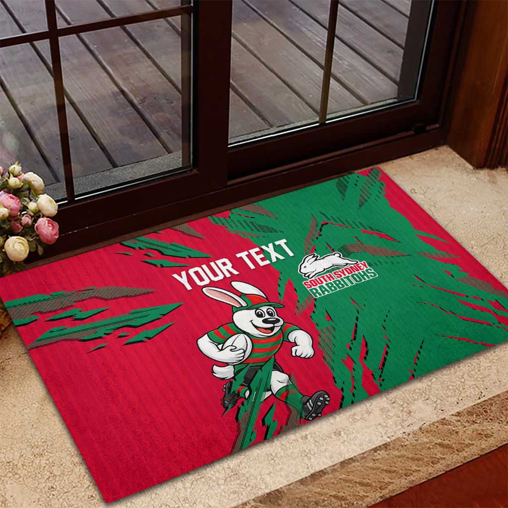 Personalized South Sydney Rabbitohs Rubber Doormat Dynamic Lightning Mascot Rugby Australia