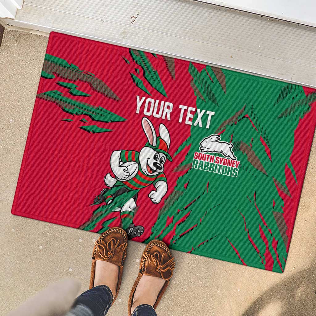 Personalized South Sydney Rabbitohs Rubber Doormat Dynamic Lightning Mascot Rugby Australia