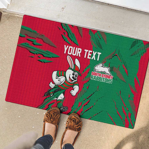 Personalized South Sydney Rabbitohs Rubber Doormat Dynamic Lightning Mascot Rugby Australia