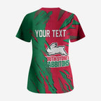 Personalized South Sydney Rabbitohs Scrub Top Dynamic Lightning Mascot Rugby Australia