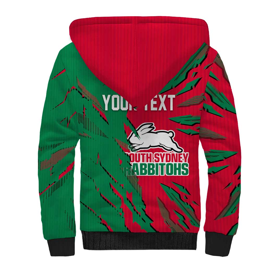 Personalized South Sydney Rabbitohs Sherpa Hoodie Dynamic Lightning Mascot Rugby Australia
