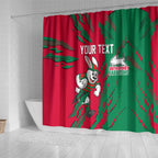 Personalized South Sydney Rabbitohs Shower Curtain Dynamic Lightning Mascot Rugby Australia