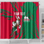 Personalized South Sydney Rabbitohs Shower Curtain Dynamic Lightning Mascot Rugby Australia