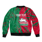 Personalized South Sydney Rabbitohs Sleeve Zip Bomber Jacket Dynamic Lightning Mascot Rugby Australia