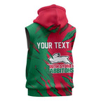 Personalized South Sydney Rabbitohs Sleeveless Hoodie Dynamic Lightning Mascot Rugby Australia