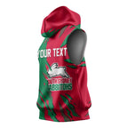 Personalized South Sydney Rabbitohs Sleeveless Hoodie Dynamic Lightning Mascot Rugby Australia